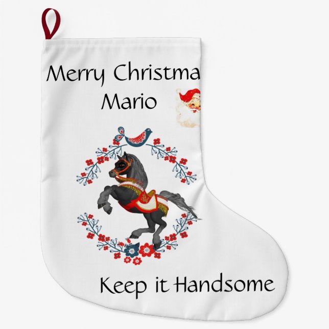 Grande Chaussette De Noël Joyeux Noël Stocker Père Noël Gardez-le beau (Devant)