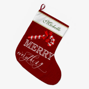 Grande Chaussette De Noël Joyeux Noël tout Monogramme de Canne à Bonbon