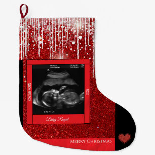 Grande Chaussette De Noël Joyeux Sonogramme de Noël bébé Bientôt