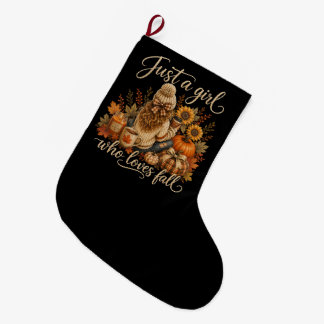 Grande Chaussette De Noël Juste Une Fille Qui Aime L'automne Mignon