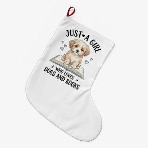 Grande Chaussette De Noël Juste une fille qui aime les livres et les chiens