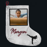 Grande Chaussette De Noël Karate Winter Wonder Photo et nom personnalisés<br><div class="desc">Karate Winter Wonder design personnalisé avec le nom de votre enfant et leur photo!</div>