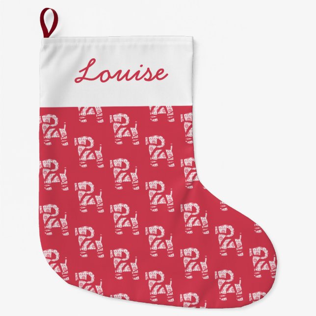 Grande Chaussette De Noël Knit d'hiver Noël Yule Bock Stocker (Devant)