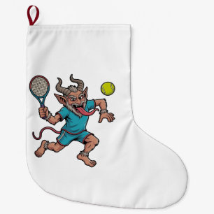 Grande Chaussette De Noël Krampus effrayant jouant au tennis Sport de Noël