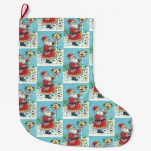 GRANDE CHAUSSETTE DE NOËL KRIS KRINGLE & CARDINALS GRAND STOCKAGE DE NOËL