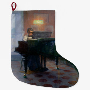 Grande Chaussette De Noël La pianiste (Joueuse de piano) (Musicienne)
