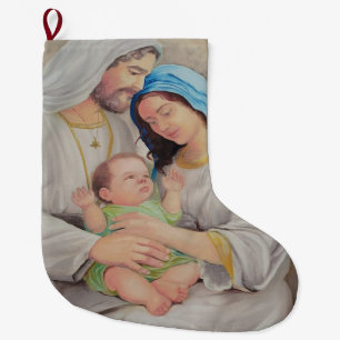 Grande Chaussette De Noël La Sainte Famille : Portrait de l'Amour Divin
