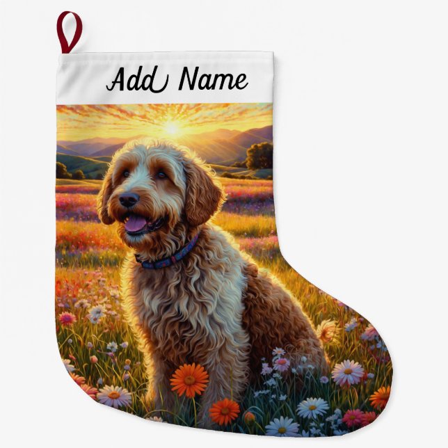 Grande Chaussette De Noël Labradoodle Chien (Devant)