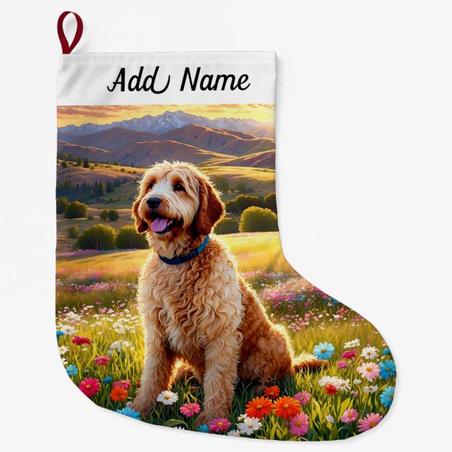 Grande Chaussette De Noël Labradoodle Chien (Devant)