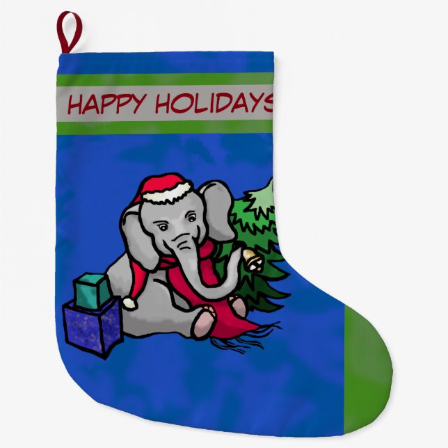 Grande Chaussette De Noël L'adorable sonnerie de Noël Eléphant (Devant)