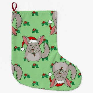 Grande Chaussette De Noël laidron de Noël Chinchilla père noël houx