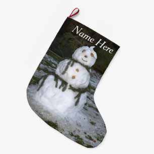 Grande Chaussette De Noël Laisser la neige Jolly Snowman Snow Lady Seashell