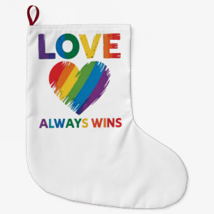 Grande Chaussette De Noël L'amour gagne toujours LGBT