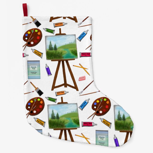 Grande Chaussette De Noël L'art de studio d'artiste fournit le bas de Noël (Devant)