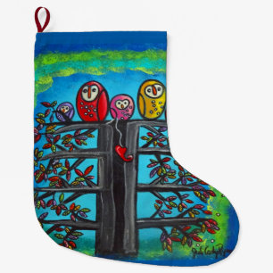 Grande Chaussette De Noël Le bas de famille de hibou
