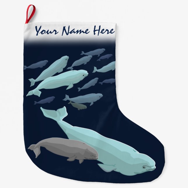 Grande Chaussette De Noël Le bas de Noël de beluga personnalisent la baleine (Devant)