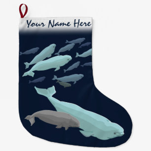 Grande Chaussette De Noël Le bas de Noël de beluga personnalisent la baleine