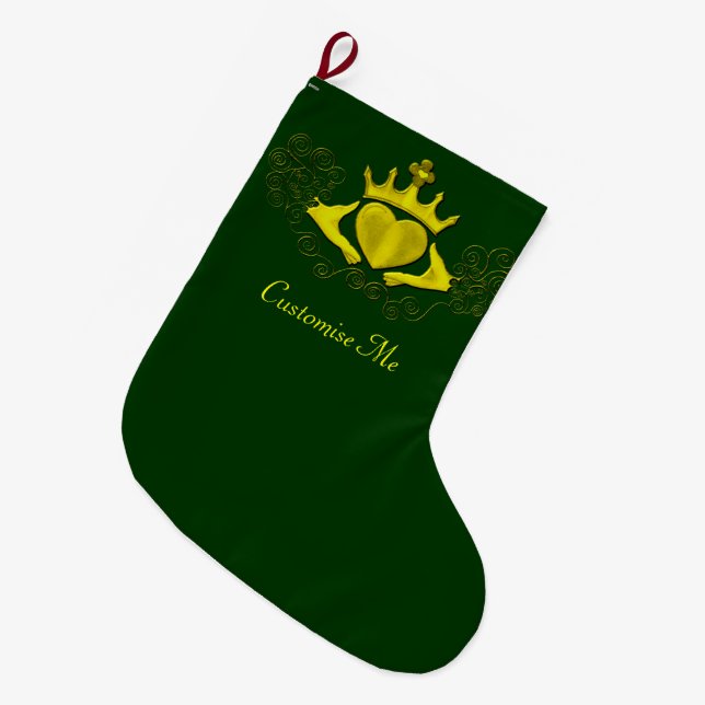 Grande Chaussette De Noël Le Claddagh (Or) (Devant (Accrochage))