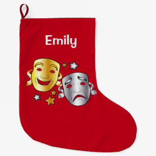 Grande Chaussette De Noël Le drame masque personnalisable nommé d'or et