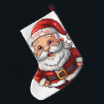 Grande Chaussette De Noël Le mignon Père Noël<br><div class="desc">Le mignon Père Noël avec nom Arrêtez Père Noël dans ses traces cette année avec de fabuleux bas uniques. Impression en couleur vive sur du polyester, ces chaussettes sont magnifiques. Ressentez l'esprit de Noël en offrant une chaussette de Noël personnalisée avec vos photos préférées, citations, souvenirs... La touche parfaite à...</div>