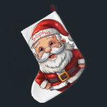 Grande Chaussette De Noël Le mignon Père Noël<br><div class="desc">Le mignon Père Noël avec nom Arrêtez Père Noël dans ses traces cette année avec de fabuleux bas uniques. Impression en couleur vive sur du polyester, ces chaussettes sont magnifiques. Ressentez l'esprit de Noël en offrant une chaussette de Noël personnalisée avec vos photos préférées, citations, souvenirs... La touche parfaite à...</div>