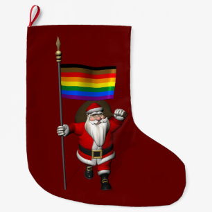Grande Chaussette De Noël Le Père Noël avec le drapeau de la Philadelphie Pr