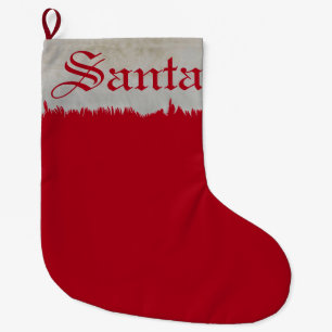 Grande Chaussette De Noël Le Père Noël rouge avec la fourrure blanche Noël e