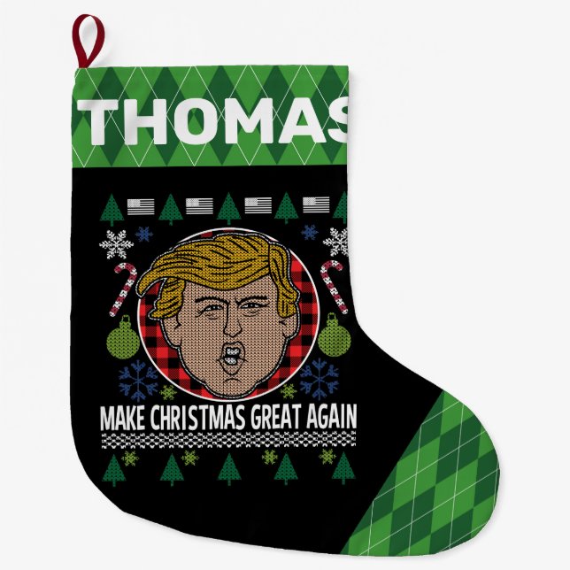 Grande Chaussette De Noël Le président Trump redonne sa grandeur à Noël (Devant)