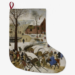 Grande Chaussette De Noël Le recensement à Bethléem (par Pieter Bruegel)