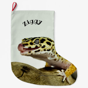 Grande Chaussette De Noël Leopard personnalisé Gecko Lizard