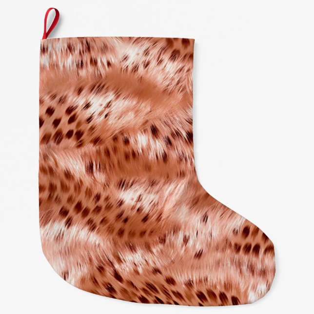 Grande Chaussette De Noël Léopard rose rose (Devant)