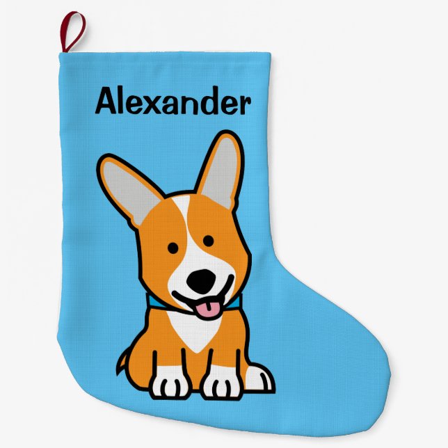 Grande Chaussette De Noël Les Corgis de corgi poursuivent le Pembroke (Devant)