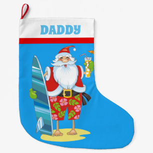 Grande Chaussette De Noël Les vacances de Père Noël de plage de Noël