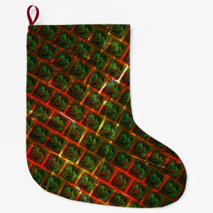 Grande Chaussette De Noël 'Les yeux encadrés verts', les rayures ou les râte