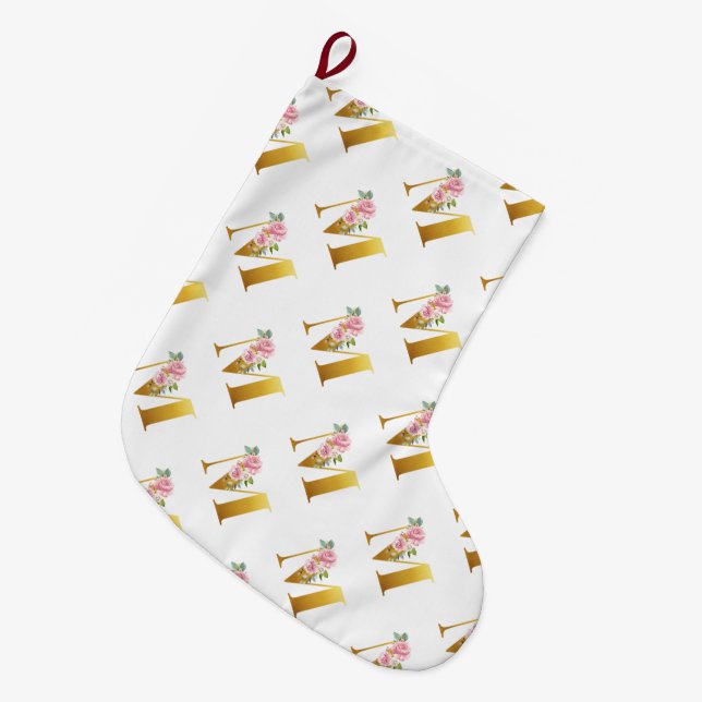 Grande Chaussette De Noël LETTRE MONOGRAPHIQUE Florale M Botanique (Devant (Accrochage))