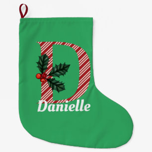 Grande Chaussette De Noël Lettre sucre de canne D Grand Noël