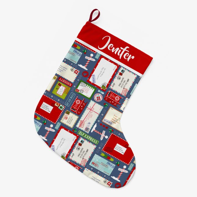 Grande Chaussette De Noël Lettres pour enfants à Père Noël l Noël (Devant (Accrochage))