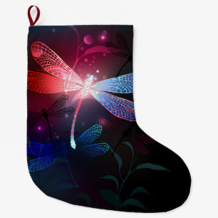 Grande Chaussette De Noël libellule rouge brillante