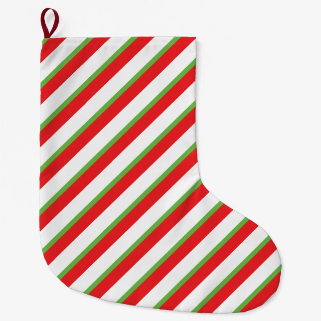 Grande Chaussette De Noël Lignes diagonales de Noël motif Stocking (Devant)