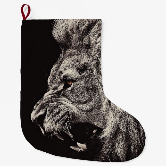Grande Chaussette De Noël Lion homme en colère (Devant)