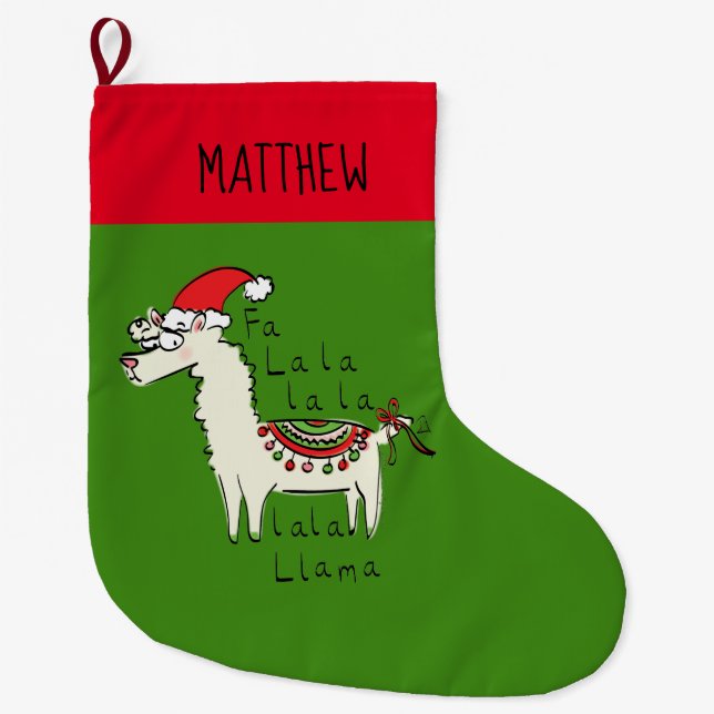 Grande Chaussette De Noël Llama Cute Drôle Noël Vacances (Devant)