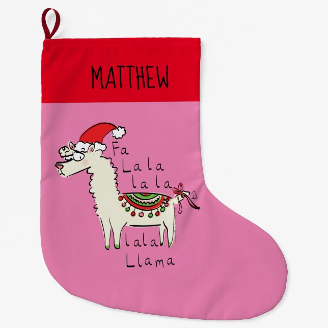 Grande Chaussette De Noël Llama Cute Funky Noël Vacances Enfants (Devant)