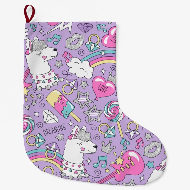 Grande Chaussette De Noël Llama motif 1 (Devant)