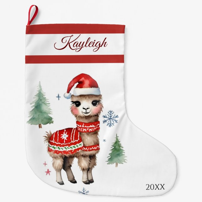 Grande Chaussette De Noël Llama Sweater Grande réserve de Noël (Devant)