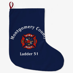 Grande Chaussette De Noël Logo du service d'incendie personnalisé