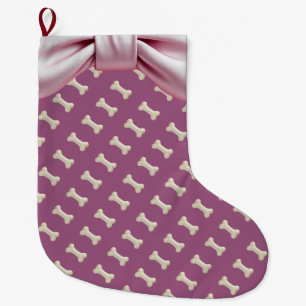 Grande Chaussette De Noël L'os du chien rose