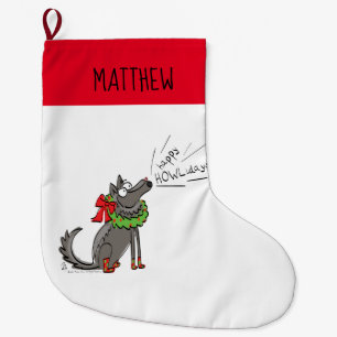 Grande Chaussette De Noël Loup Noël drôle Enfants mignonne