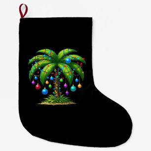Grande Chaussette De Noël Lumière d'arbre de palmier de Noël Hawaïen Tropica