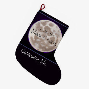 Grande Chaussette De Noël Lune peinte
