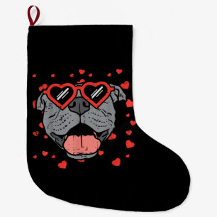 Grande Chaussette De Noël Lunettes de visage Pitbull Valentines Jour Animaux